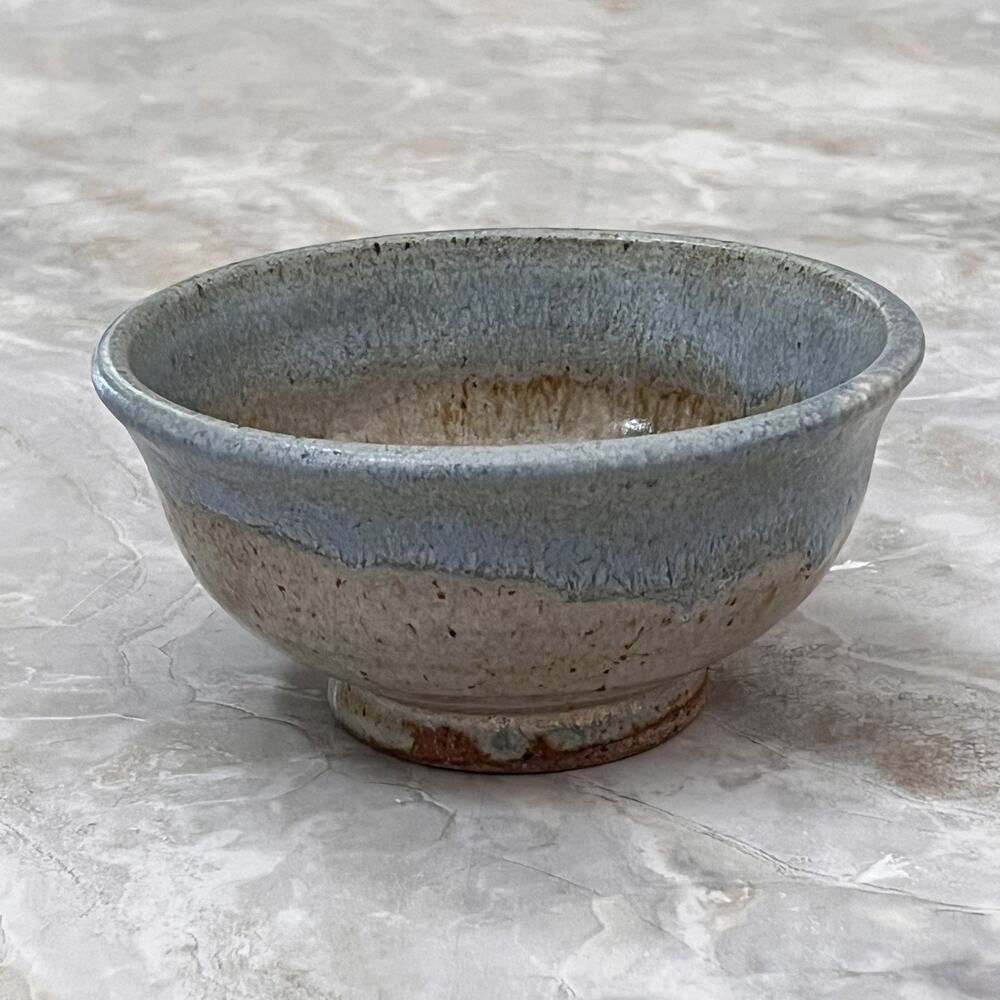 Studio Art Pottery Bowl 5" Light Blue Brown Speckled With Glaze Finish